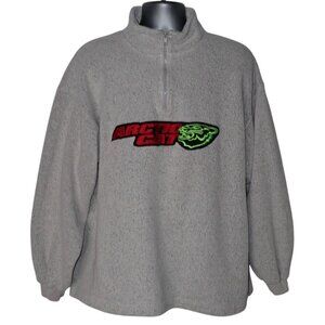 Vintage ARCTIC CAT Terry Heather Gray LOGO 1/4 Zip Pullover Sweatshirt Men XL